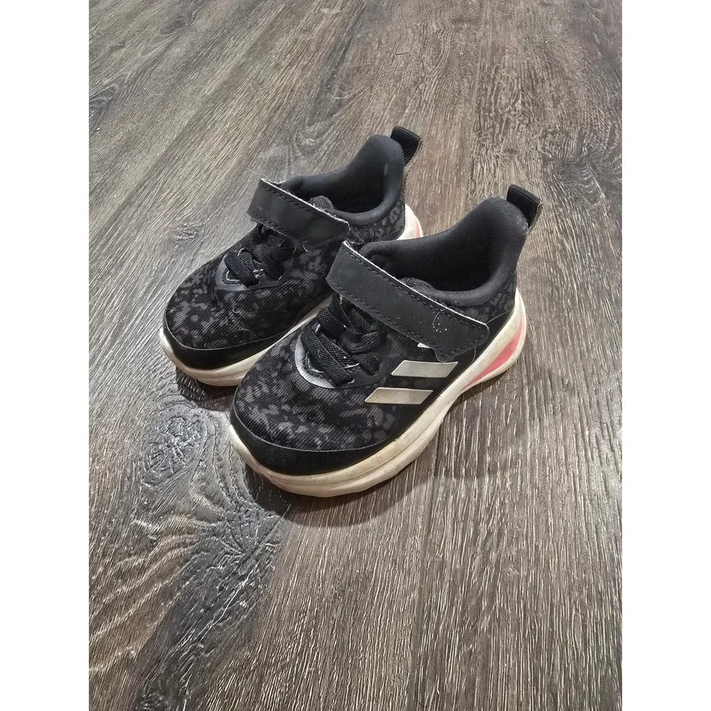 Adidas Tensaur Run 2.0 Toddler Sneakers Black Leopard Print HR0222 Size 5K